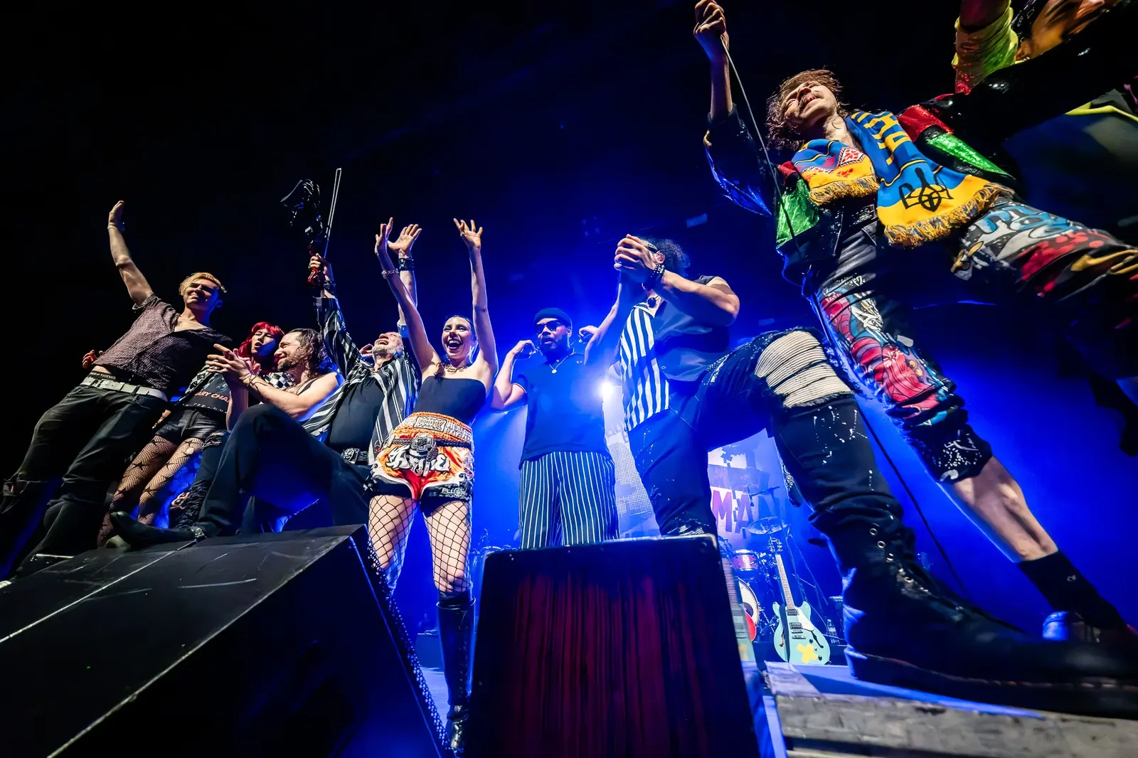 Band at the edge of the concert stage